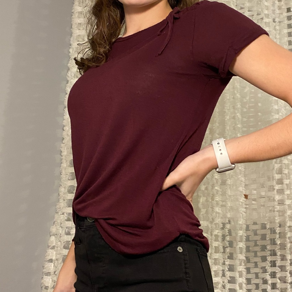 Maroon short sleeve top
